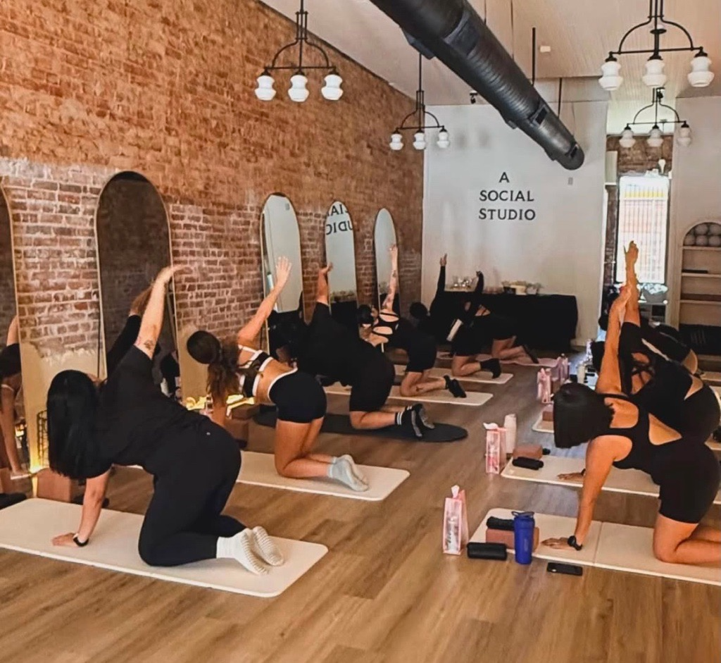 Mat Pilates class in session at A. Social Studio