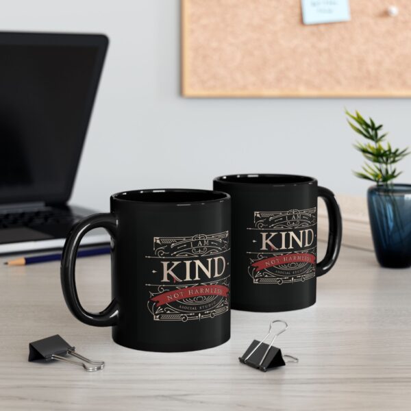 I Am Kind, Not Harmless - Luxe Black Mug (11oz, 15oz) - Image 5