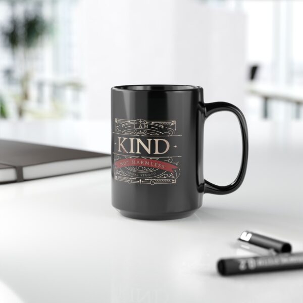 I Am Kind, Not Harmless - Luxe Black Mug (11oz, 15oz) - Image 9