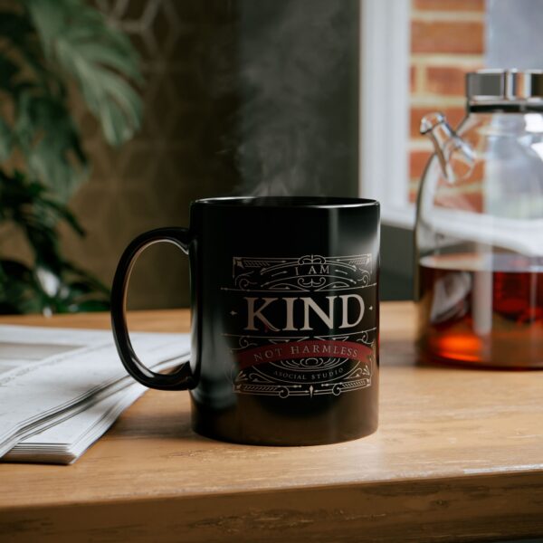 I Am Kind, Not Harmless - Luxe Black Mug (11oz, 15oz) - Image 3