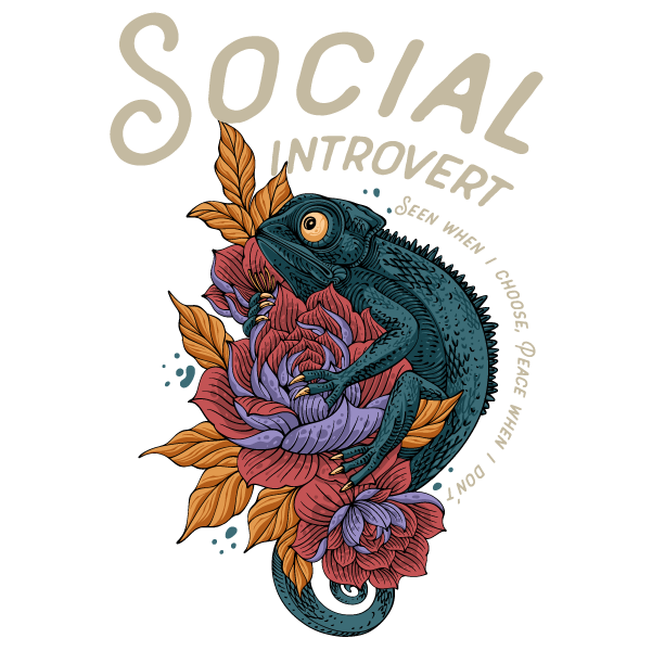 Social Introvert_tan text_Chameleon Badge A